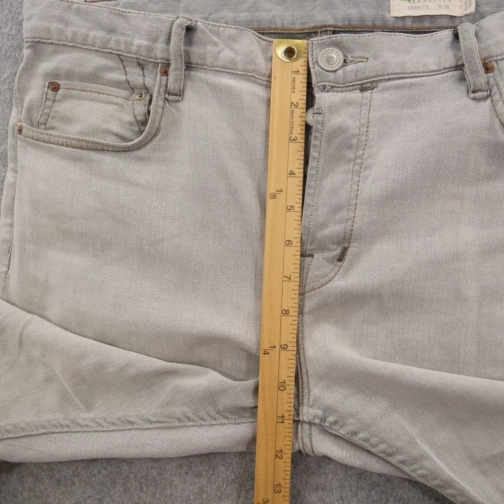 All Saints Jeans Mens 36 Gray Cigarette Slim Straight Mid Rise Button Fly Denim